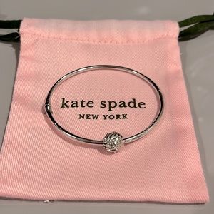 Kate Spade Knotted Rope Ball Hinged Silver Bangle Bracelet